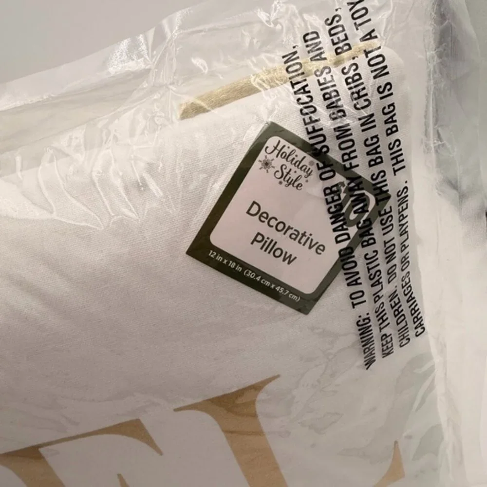 'NOEL'  & ‘Joy’ Gold And White Holiday Pillows